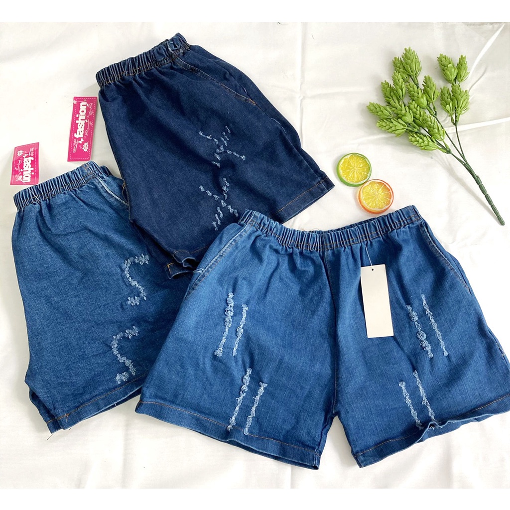 Quần đùi jean nữ từ 38-75kg quần short jean tua lai bầu wash rách - qg01có size đại