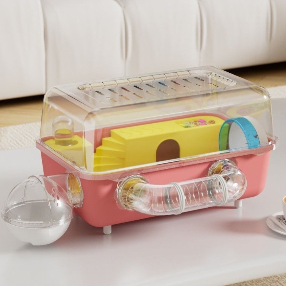 Oversized Panoramic View Hamster Cage Double Clear Running Wheel Animal ...