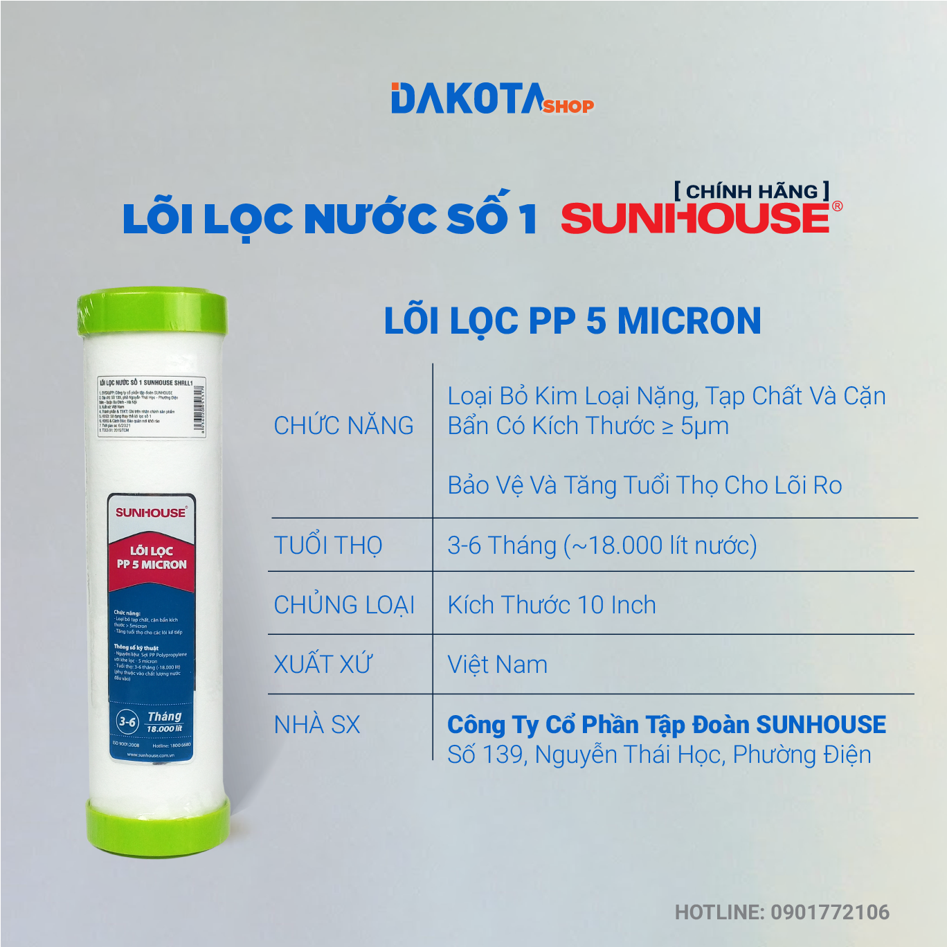 Lõi lọc nước số 1 Sunhouse -  SHRLL1