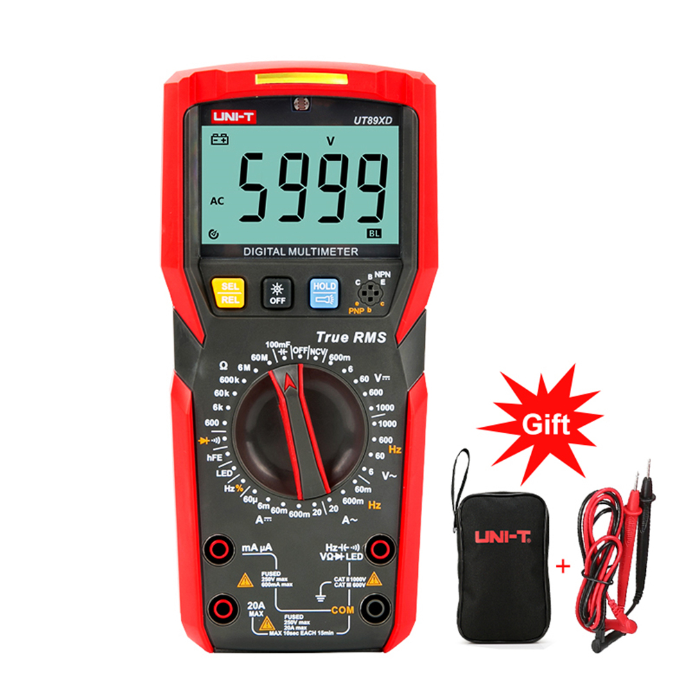 Ziqqucu uni-t ut89x ut89xd professional digital multimeter true rms ncv 20a current ac dc voltmeter capacitance resistance tester