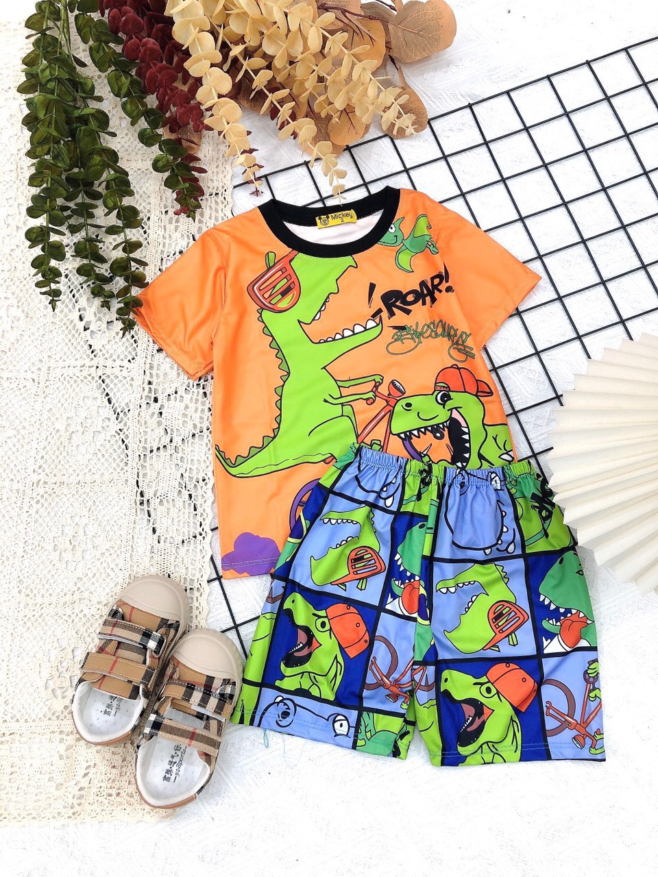 (Dọn kho thanh lý) Bộ cotton thun lạnh in 3D cho bé từ 8-20kg