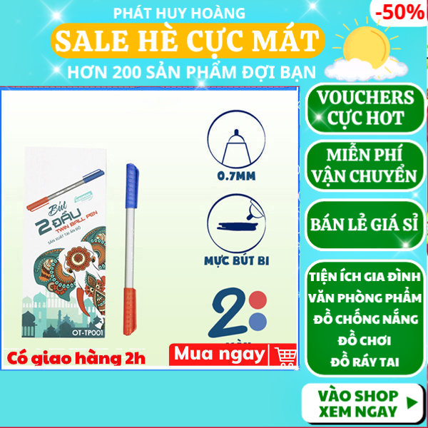 Gel Pen water 2 head ink blue red, Pen 2 head ink blue red high-grade, water pen 2 color ink blue red, office gel pens 2 color ink blue red, gel Ink Pen 2 head green red convenient, Phát Huy Hoàng
