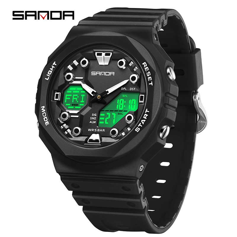 Sanda Large Dial Multifunctional Trendy Urban Outdoor Waterproof Sports Men's Watch SD6200-5.