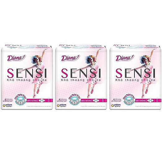 Combo 6 Băng vệ sinh Diana Sensi Siêu Mỏng Cánh (8 miếng)
