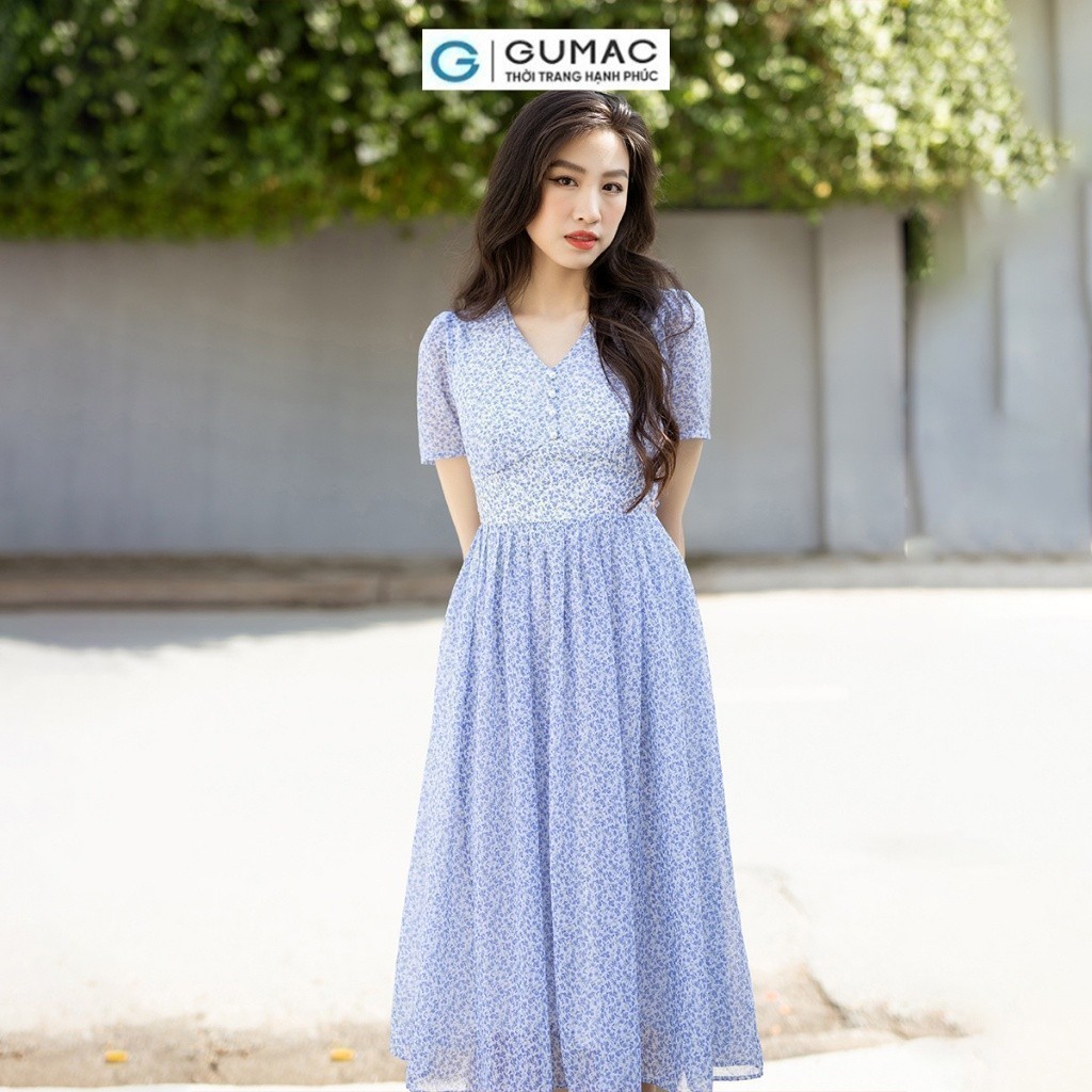 [15 - 17.6 |Voucher 8-15%] Đầm nữ xòe xếp ly thời trang GUMAC DD07030