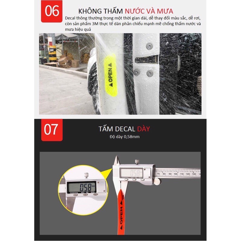 BỘ 4 TEM PHẢN QUANG OPEN GẮN CÁNH CỬA TRÁNH VA CHẠM