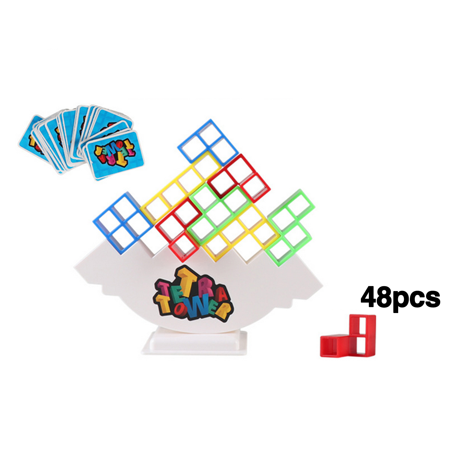 Microgood 16/32/48Pcs Tower Balance Stacking Plastic Building Blocks Board Game Skill Training Brain Development Toy Preschool Educational Toy for Boys Girls Birthday Christmas Gift
