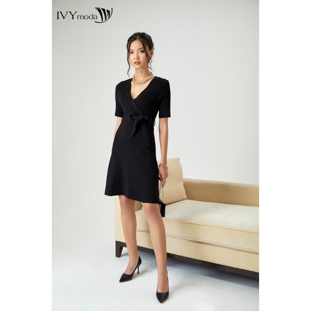 Đầm nữ xoè dệt kim IVY moda MS 42B7272