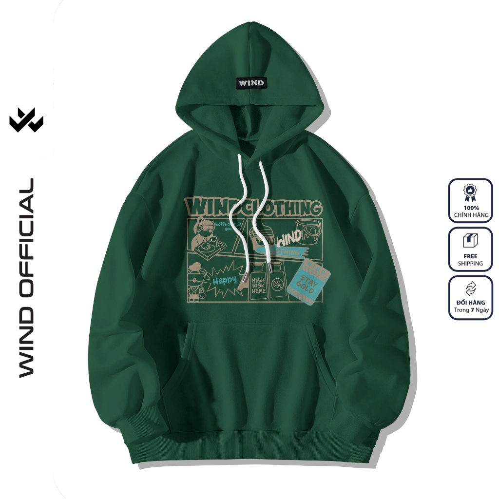 Áo hoodie unisex form rộng WIND MEDIA bản Premium nỉ ngoại nam nữ oversize