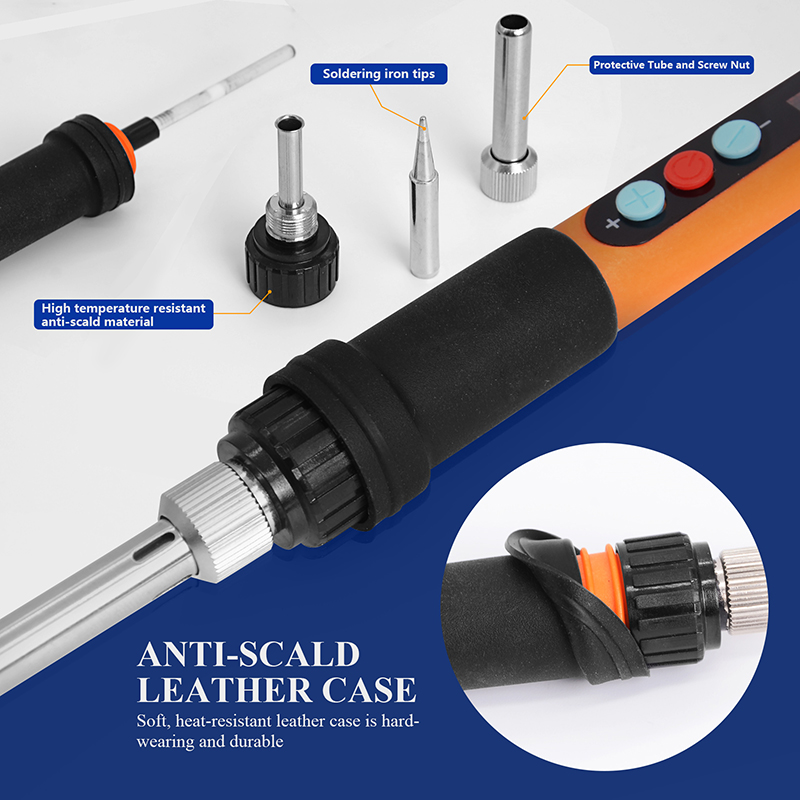 Handskit 90 Wát Bộ Hàn sắt sưởi ấm nội bộ nhiệt Dụng cụ hàn Kit hàn sắt có thể điều chỉnh nhiệt độ LCD Màn hình hiển thị kỹ thuật số với chuyển đổi với ngủ đông sắt & 5 cái lời khuyên