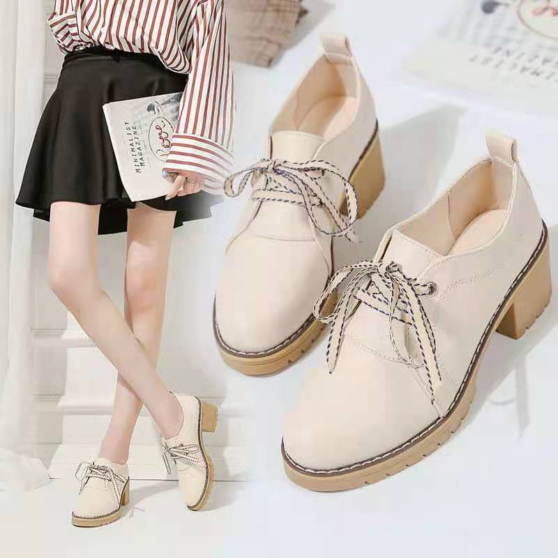 Giày Da Nữ Giày Oxford Cao Gót 5P ULZZANG