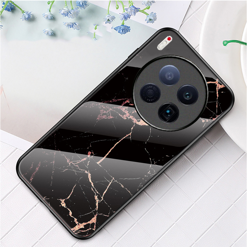 For Phone case Tecno Camon 40 Premier 40 Pro Fashion Marble Tempered Glass Protector Soft Frame Silicon Back cover Tecno 40Premier 40Pro.