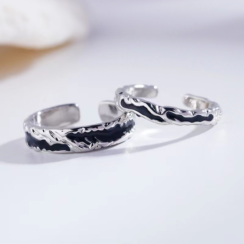 Vintage Green Cylinder Shadow Ring Men's and Women's Cold Wind Open ...
