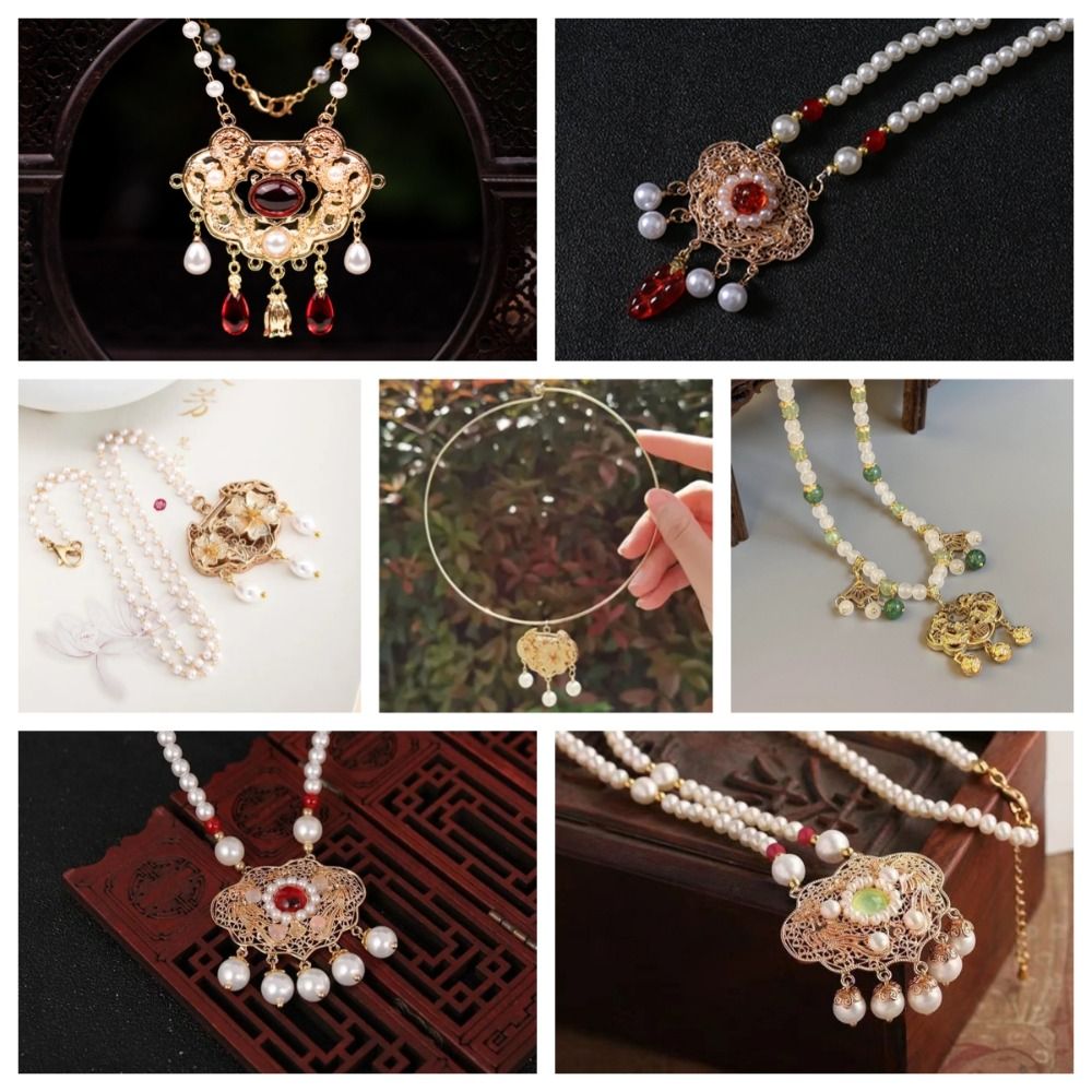 Elegant%20Chain%20Choker%20Vintage%20Hanfu%20Necklace%20Flower%20Collar%20Longevity%20Lock%20Pendant%20Chinese%20Style%20Tang%20Dynasty%20Ruyi%20Choker%20Girls%20-%20Image%202