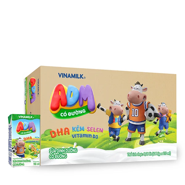 Thùng 48 hộp sữa dinh dưỡng có đường vinamilk adm