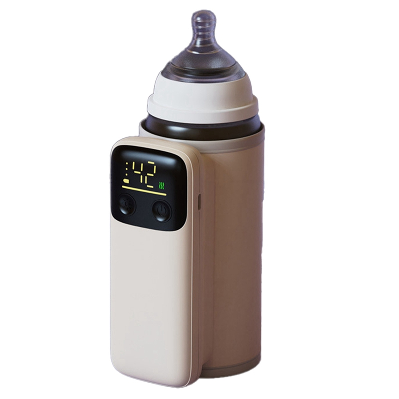 1Set Bottle Heating Jacket 6Levels Adjustment Temperature Display Bottle Heater Portable Baby Bottle Heater 6000Amh C