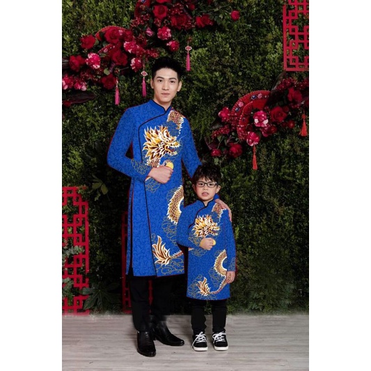 áo dài bé và nam lớn. set áo dài bố con