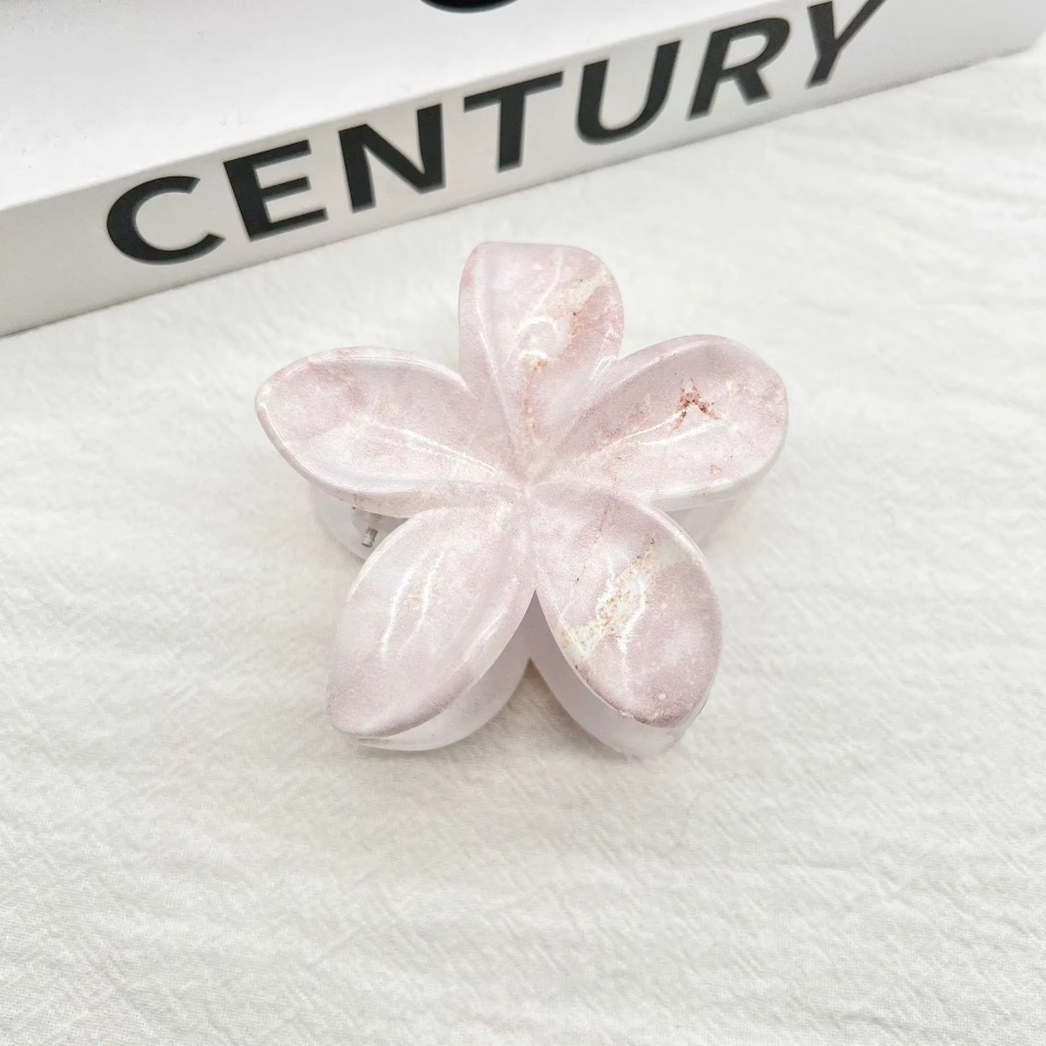 New Candy Colourful Gradient Striped Plumeria Hair Grab Dopamine Sweet Girl Back Of Head Shark Clip Hairpin Korean Fashion Gradual Change Smudged Coloured Flower Grab Girl Hair Clip Creative Marble Acrylic Headwear Girl Large Eggs Flower Headdress.