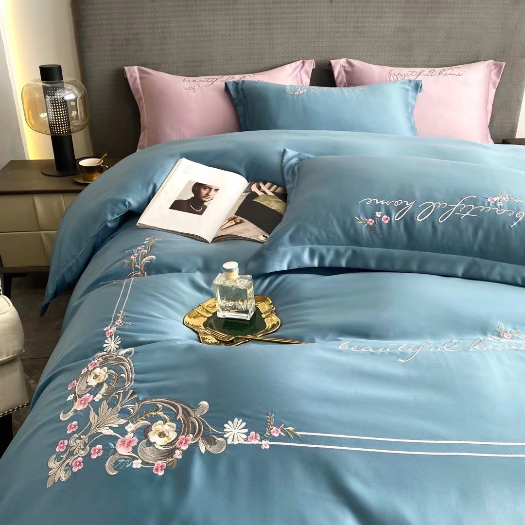 (💥SALE SẬP SÀN) SET 4 MÓN VỎ CHĂN GA GỐI PHI LỤA THÊU NHẬP KHẨU LOẠI 1