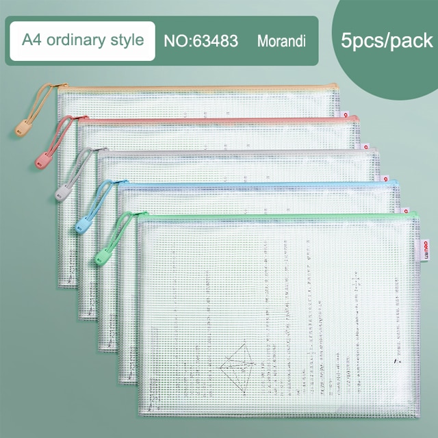 Deli A4 File Storage Bags Folder Large Capacity Gridding