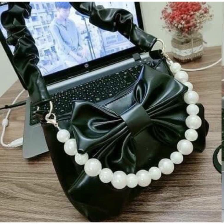 Túi Đeo Vai Kẹp Nách Quai Rúm Hình Nơ M48 Kèm Chuỗi Hạt Siêu Xinh Túi Xách Nữ Phong Cách Thời Trang Hàn Quốc
