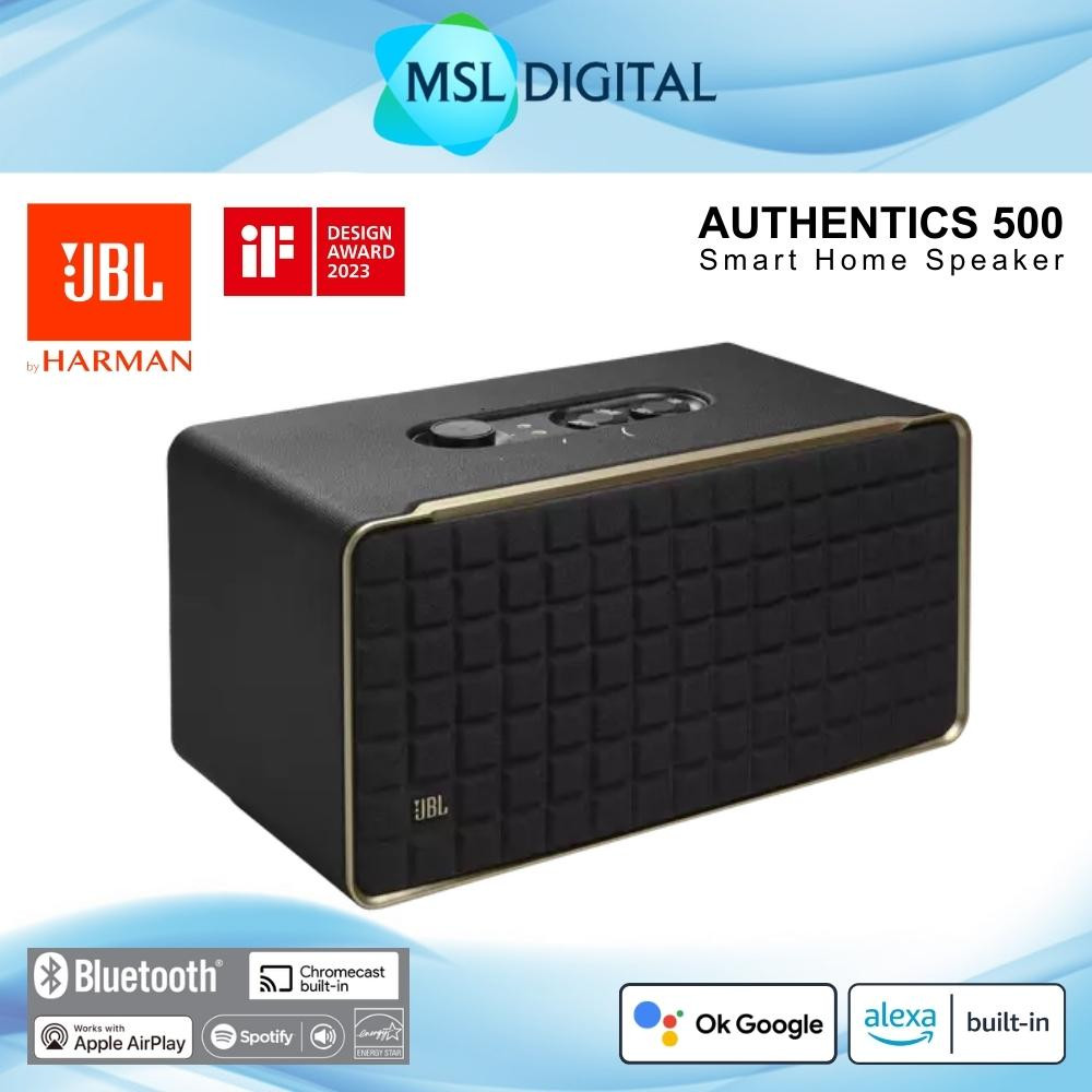 JBL Authentics 500 - Wireless Home Speaker with Bluetooth, Voice Control,  and Dolby Atmos, Multi Room Playback, Built in Alexa and Google Assistant