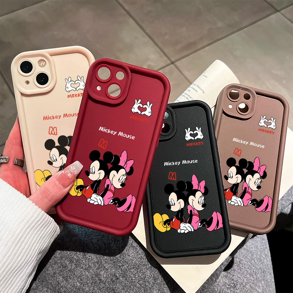 ZCSIBORUI for Redmi Note 13 Pro Plus Note 13 Pro 5G Note 13 5G Back Cover Cute Cartoon Mickey and Minnie Hand in Hand Pattern Soft Camera Protection Rubber Square Ladder Phone Case. 
