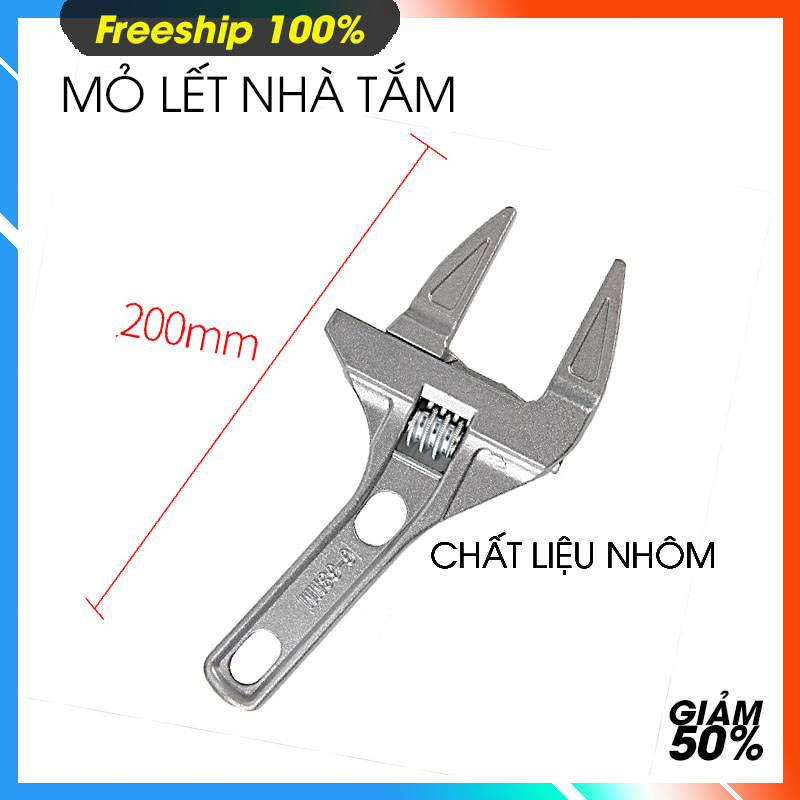 Mỏ lết nhà tắm đa năng sáng tạo với độ mở lên tới 68mm - kim loại nhôm bền đẹp.