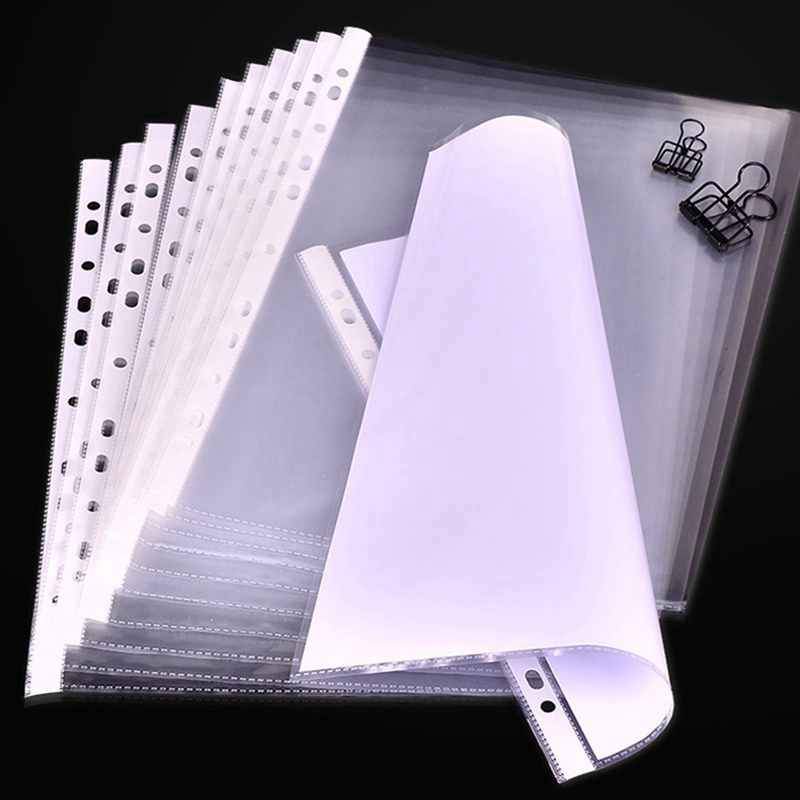 100Pages A4 Punched Pocket Sheet Protector Clear 11-Hole Sheet Protector Binder Pocket Paper File Letter Sheet Binder Sleeves 8 Silk