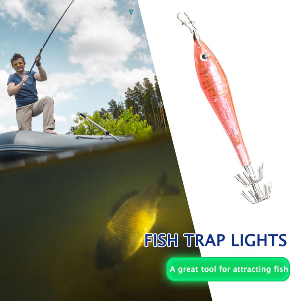 WILD MAN] Squid Jig Head Fishing Lamp Soft 10cm/3.94in Bait Lure Lamp 5  Colors LED Fishing Hook Attractive Reusable Swimbait Bait
