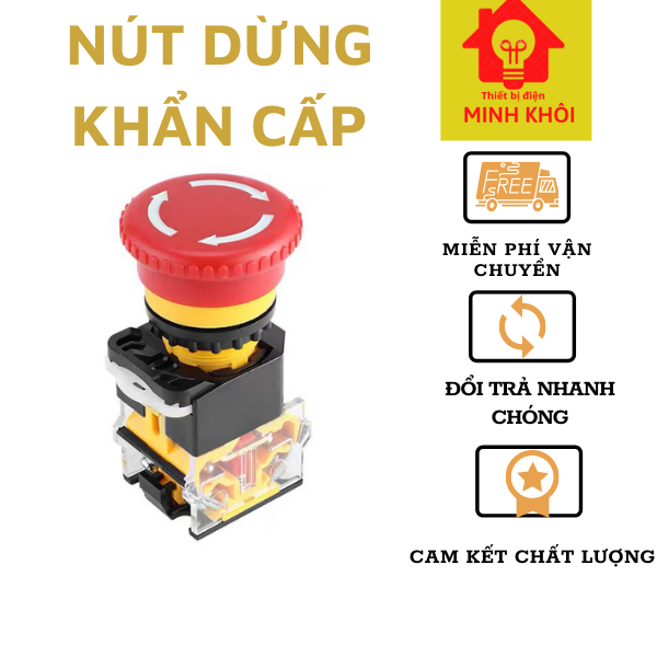 Nút dừng khẩn cấp, nút Stop, nút dừng tủ điện, nút stop tủ điện, công tắc dừng, công tắc stop tủ điện,nút khẩn tủ điện,công tắc khẩn tự động