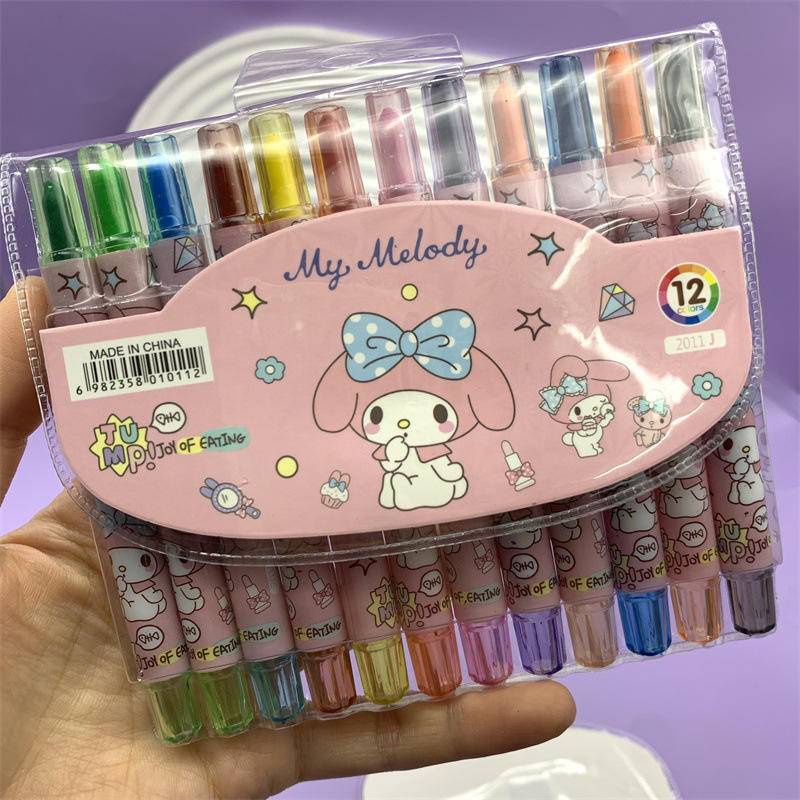 12 Pcs/set Hello Kitty Cinnamoroll Melody Kuromi Cute Cartoon Rotating  Crayons, 12 Colors Drawing Pens, Paint Stick Stationery Set, Oil Paint  Stick Long Crayon Set - Sports & Outdoors - Temu