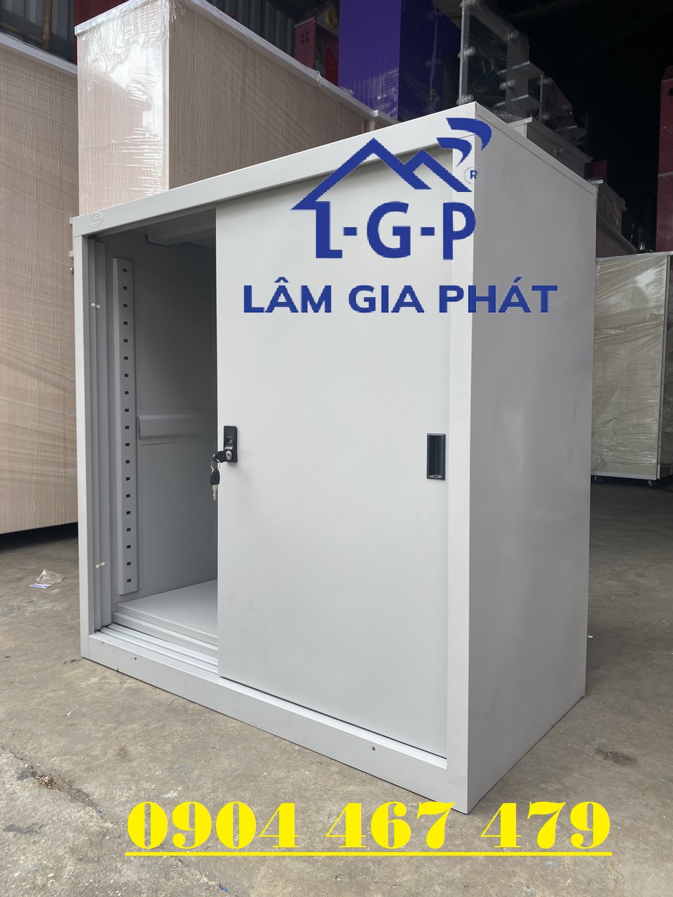 Tủ hồ sơ văn phòng sắt 2 cánh cửa lùa nhỏ mới 100%