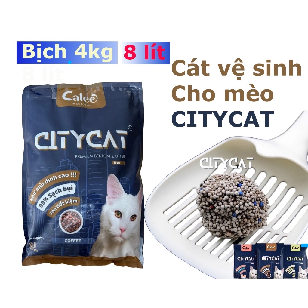 Cát vệ sinh cho mèo City 8l 4kg,khử mùi vón cục tốt