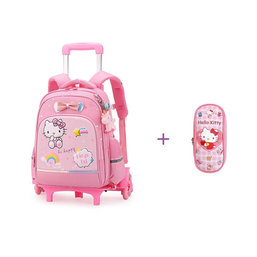 Sanrio Trolley Schoolbag For Kids Hello Kitty Anime Girls New Large ...