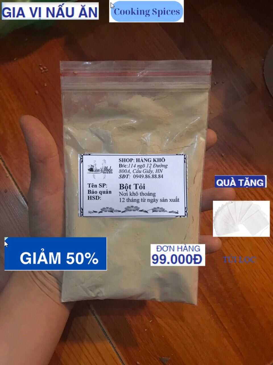 100gr Bột Tỏi nguyên chất