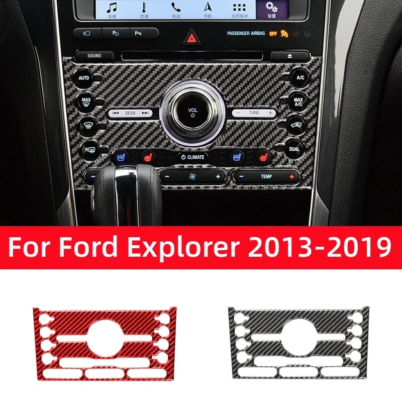 Carbon Fiber For Ford Explorer 2013-2019 Accessories Interior Car Central Control Button Panel Decoration Frame Cover Stickers