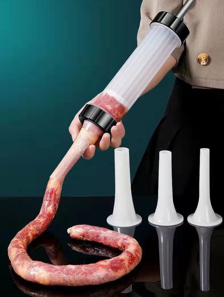 Dụng cụ làm xúc xích lạp xưởng xúc xích 3 ống nhồi thanh đùn INox