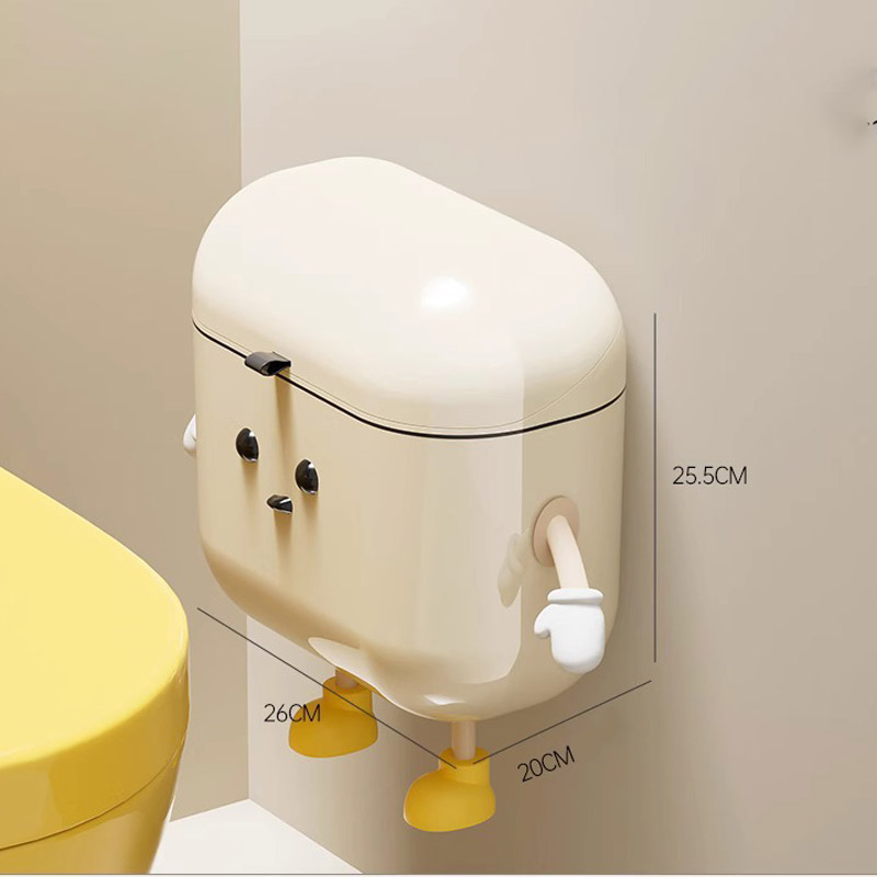 Wall-mounted trash can, high-looking, ins-style, large-capacity, household bathroom paper basket, toilet-specific kitchen with lid