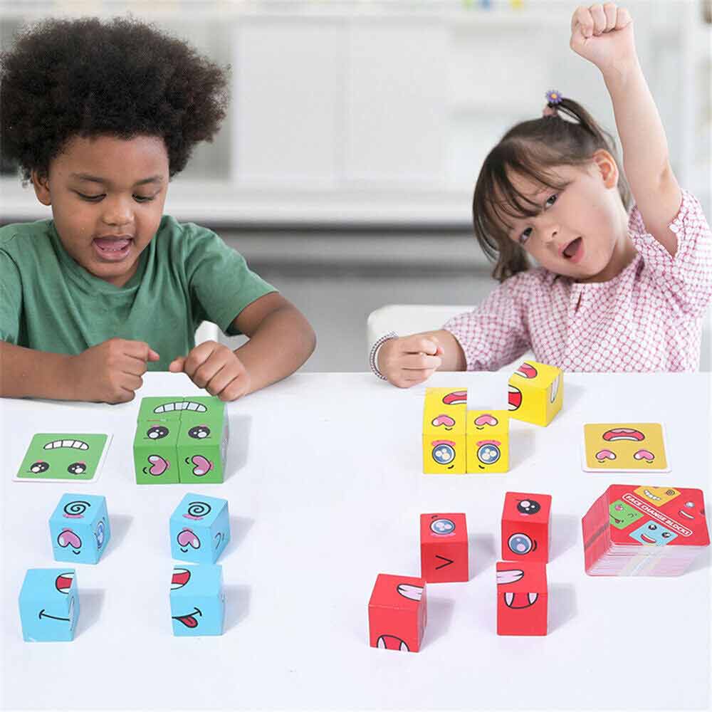 Kid Face Change Cube Parent Child Board Game Puzzles Toy Building Block Learning
