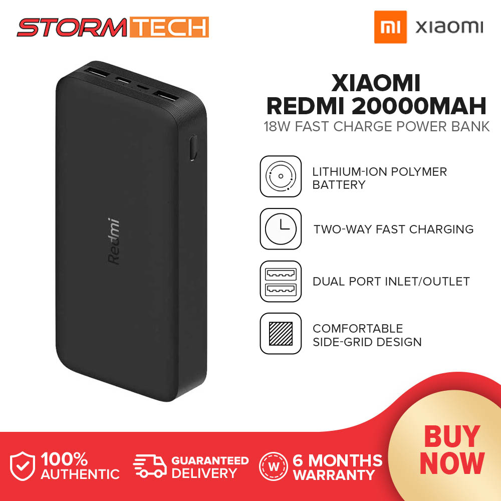 Xiaomi Redmi 18W 20000MAH Fast Charge Power Bank | Dual input ports ...