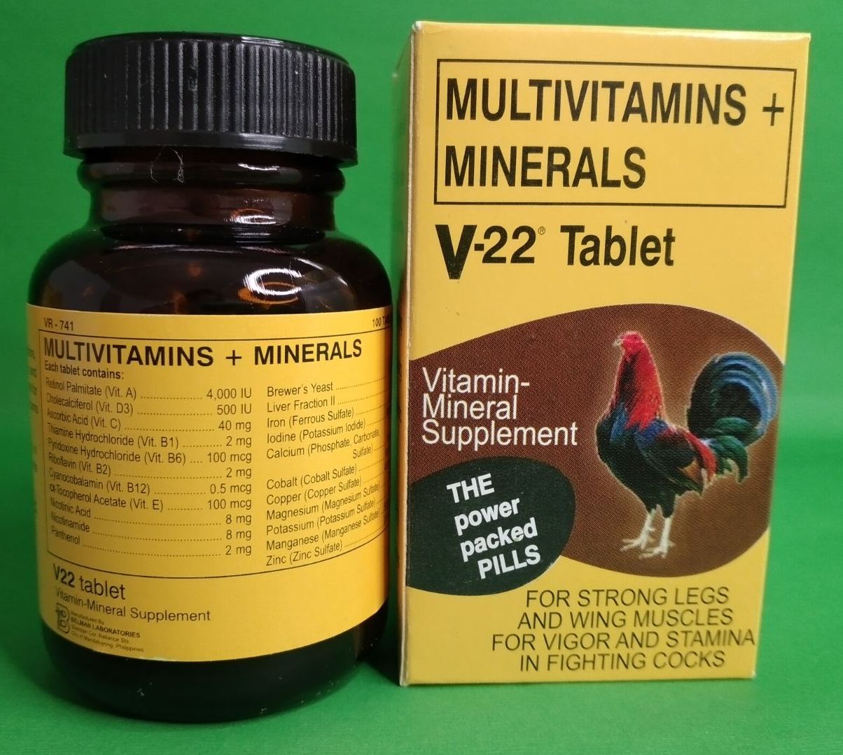 [JWR AGRIVET] 1BOX V22 100TABLETS MULTIVITAMINS + MINERALS / GAMEFOWL