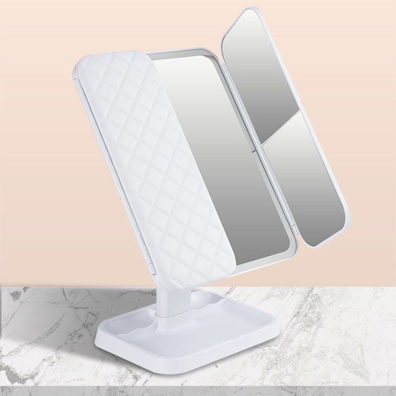 Gương trang điểm gắn đèn LED Máy tính để bàn máy tính để bàn với ánh sáng Filler gương xách tay vỏ gương trang điểm gương