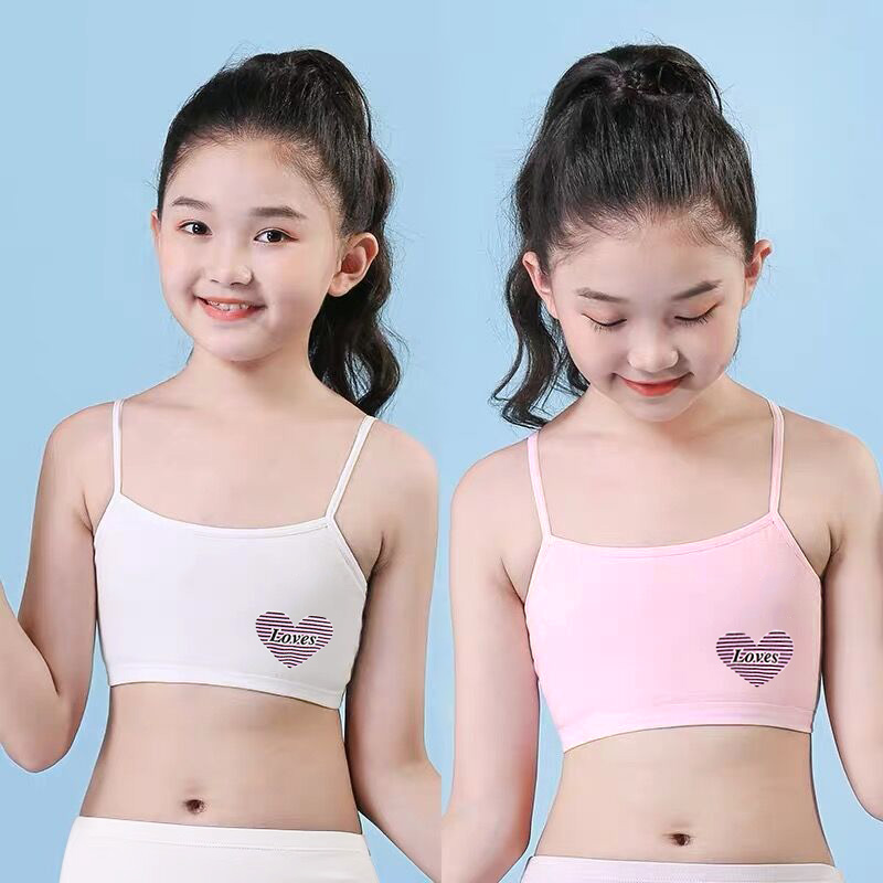 MOMO 8-16Years Baby Bra Girls Training Bra Underwear Solid Color Anti  Peering Teenage Sport Bra Kid's Bra(Includ Sponge Pad)