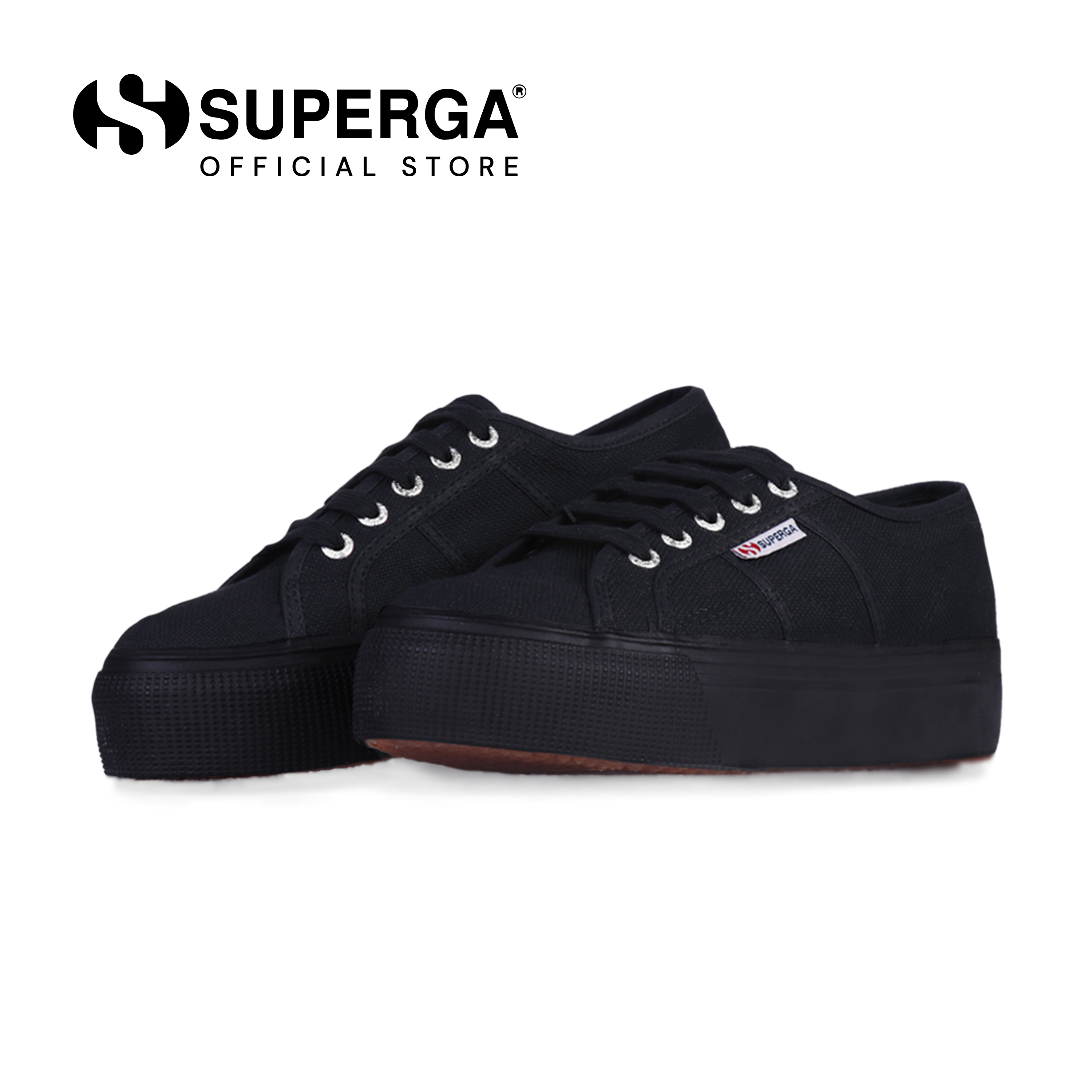 superga platform all black