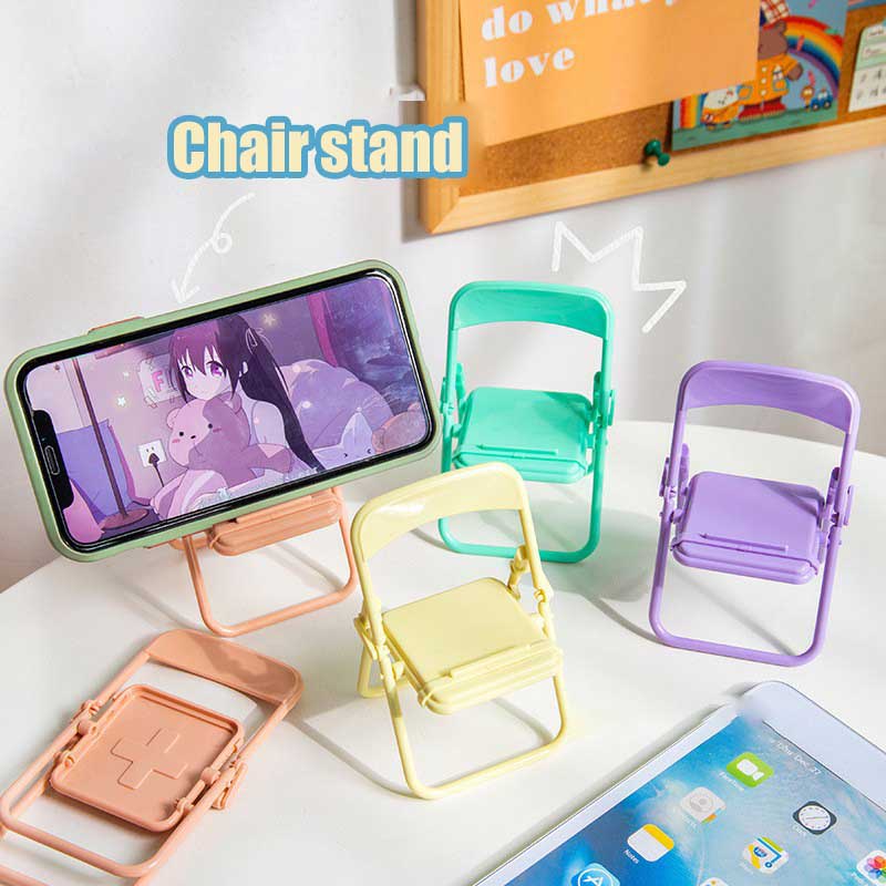 Giá đỡ điện thoại để bàn hình ghế xếp gọn dễ thương trang trí bàn học, bàn làm việc