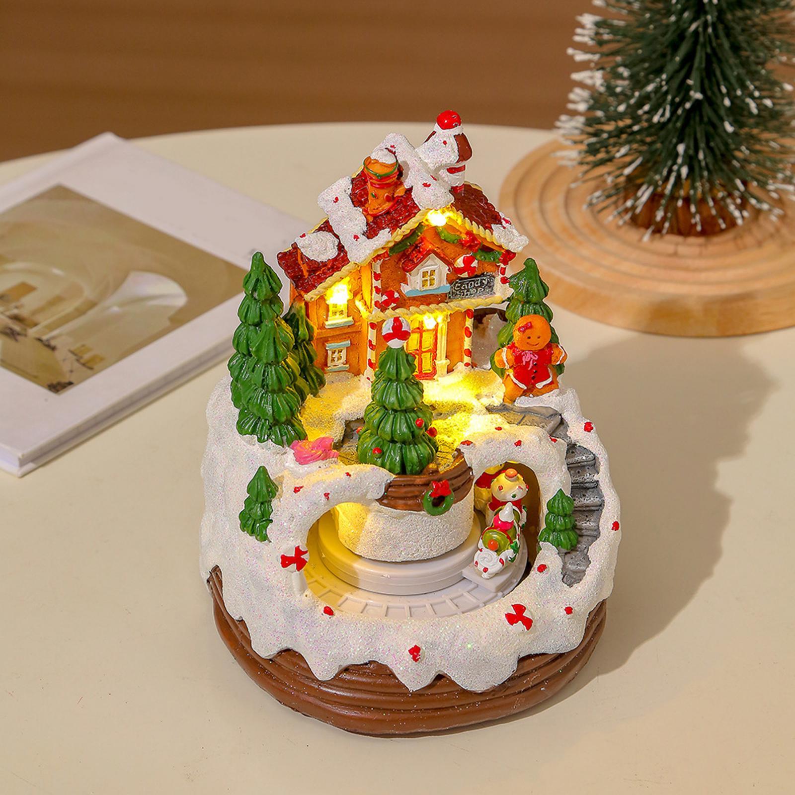 Baoblaze Rotatable Musical Box Christmas Villages Houses for Indoor Table