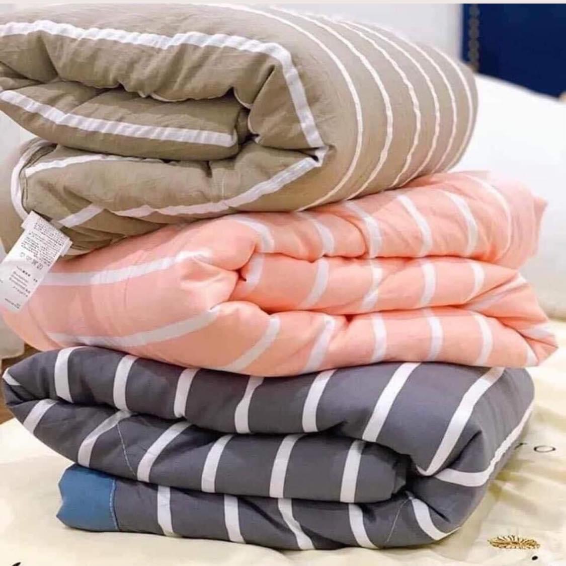 Chăn hè Muji kẻ sọc cotton poly xuất Nhật