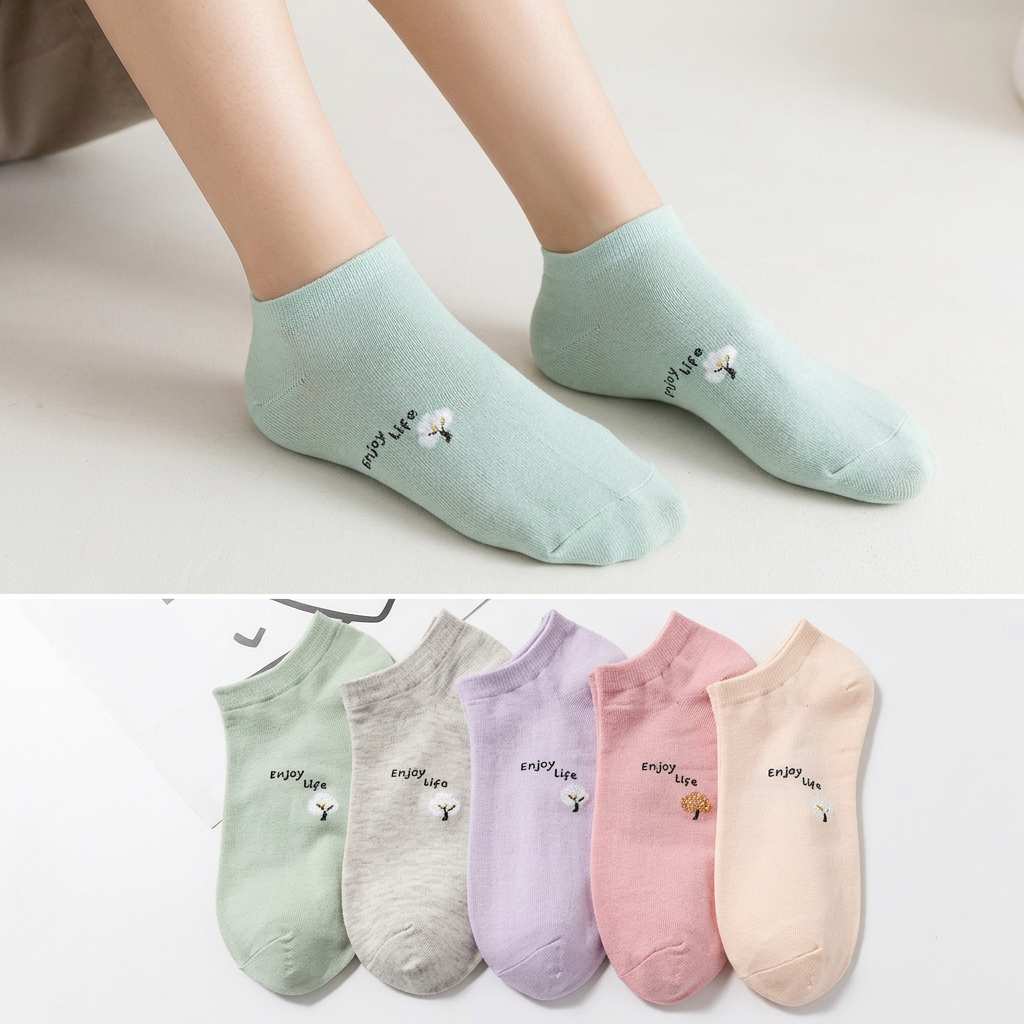 Pack Of 2 Pairs Women Ankle Socks Creative Printing Socks For Girls Multi Design Socks Low Cut Ankle Socks Random Colors