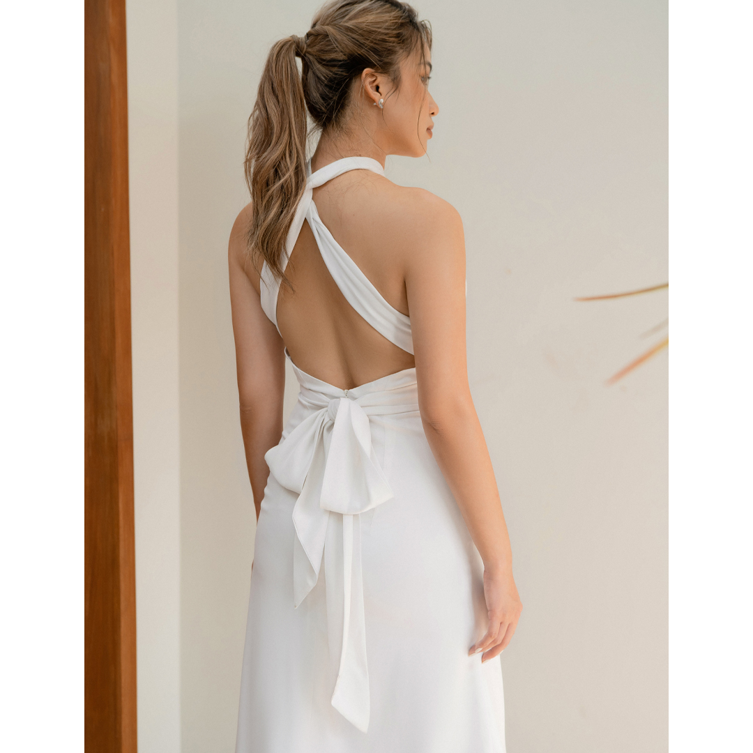 Des Fleurs - Váy lụa dài hở lưng Sicily Open Back Mermaid Dress